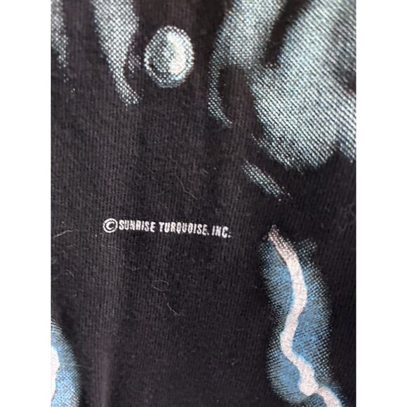 Vintage American Thunder Skull Cowboy Outlaw Rebel Lightening T-Shirt Size XL - Picture 2 of 7